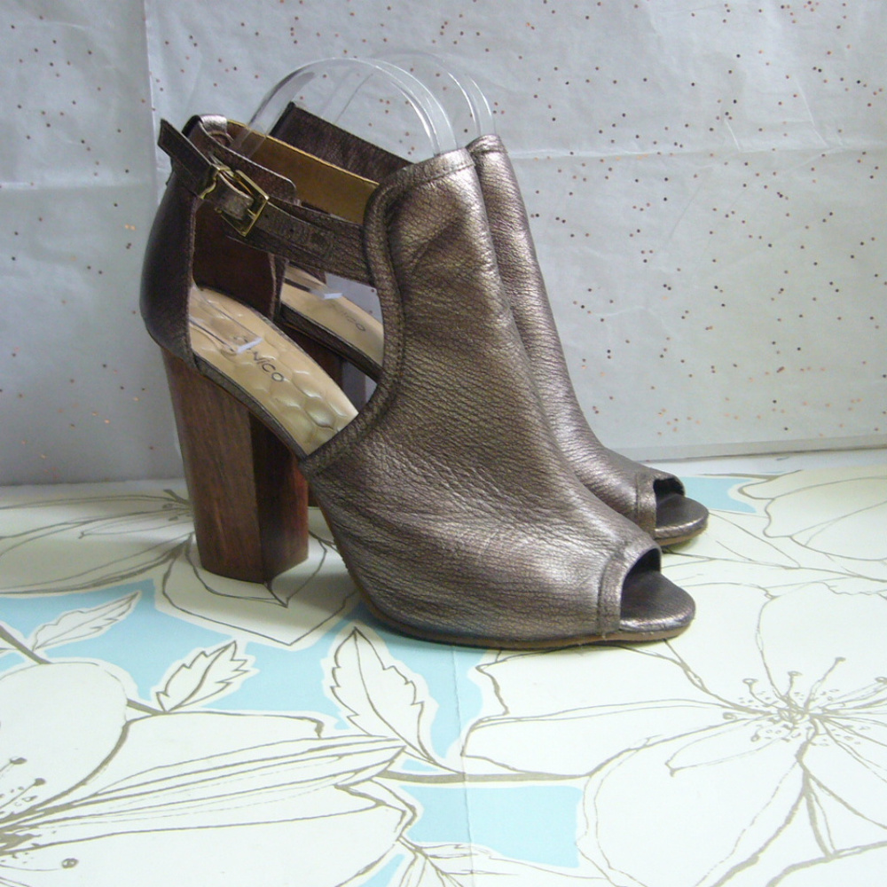 Klub Nico Anthropologie Metallic Bronze Peep Toe dOrsay Sandal 9 Fairy Boho